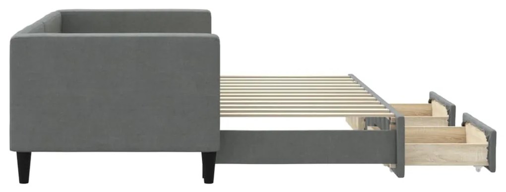 Sofá-cama c/ gavetão e gavetas 80x200 cm tecido cinzento-escuro