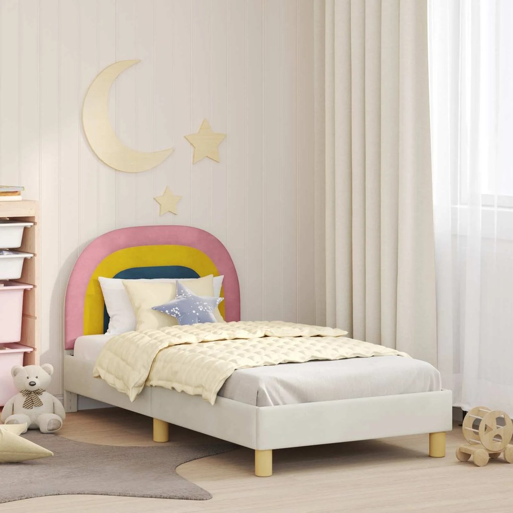 vidaXL Estrutura de Cama Infantil com Cabeceira Creme 80 x 160 cm