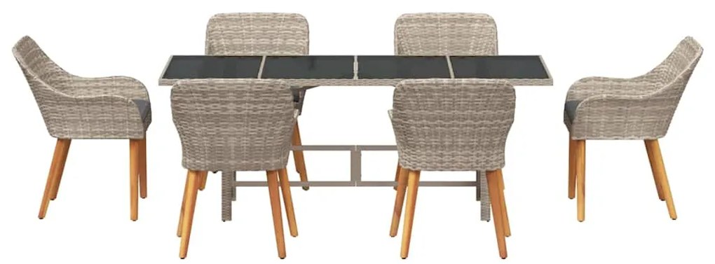 Conjunto de Jantar para Exterior 7 pcs Cinzento-claro