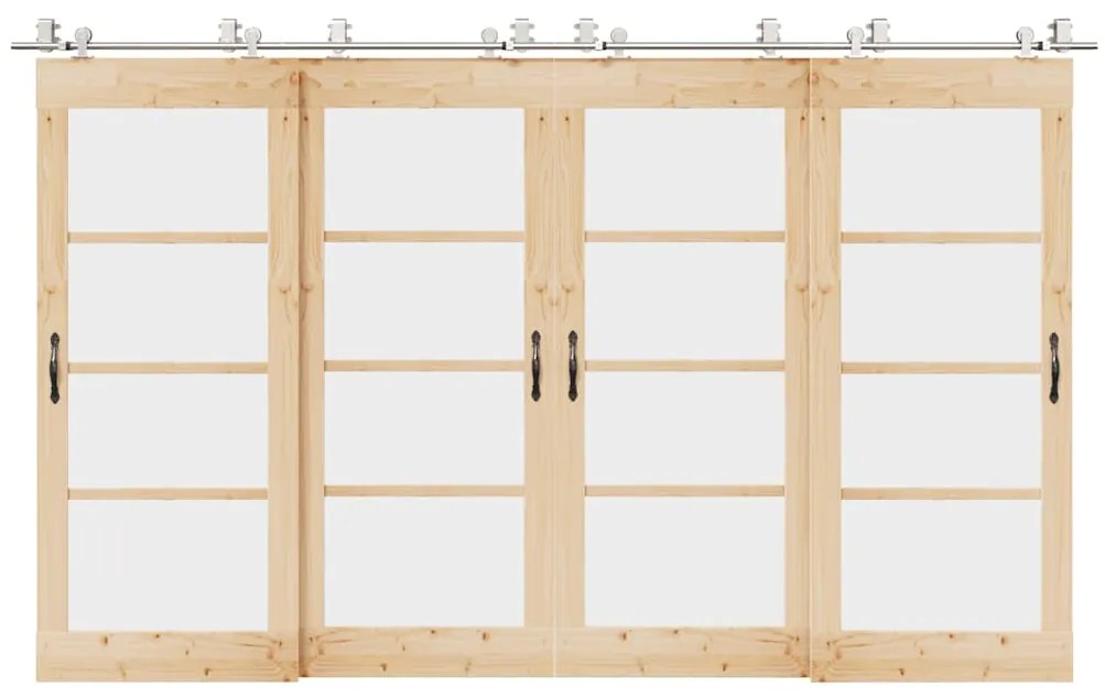 Kit ferragens p/ porta deslizante 183cm aço inoxidável prateado