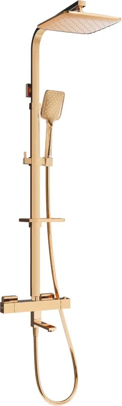 Mexen CQ62 conjunto de banho e duche com chuveiro de teto e misturadora termostática, ouro rosa - 779106295-60