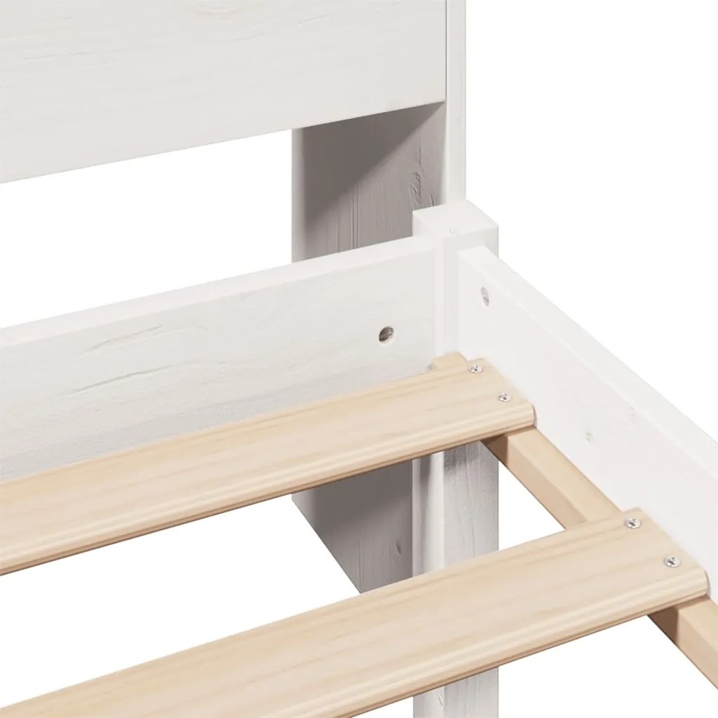 Cama com estante sem colchão 90x200 cm pinho maciço branco