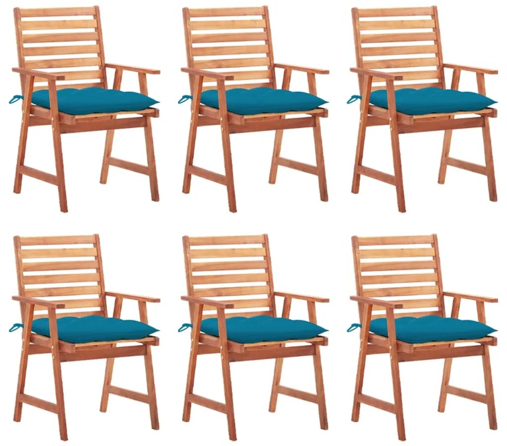 vidaXL Cadeiras de jantar p/ jardim 6 pcs c/ almofadões acácia maciça