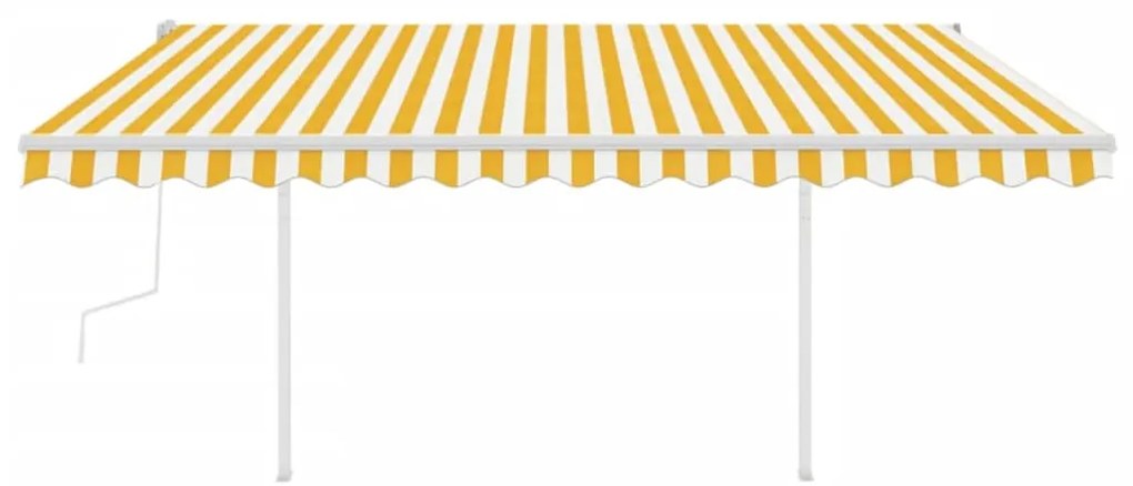 Toldo retrátil manual com postes 4x3 m amarelo e branco