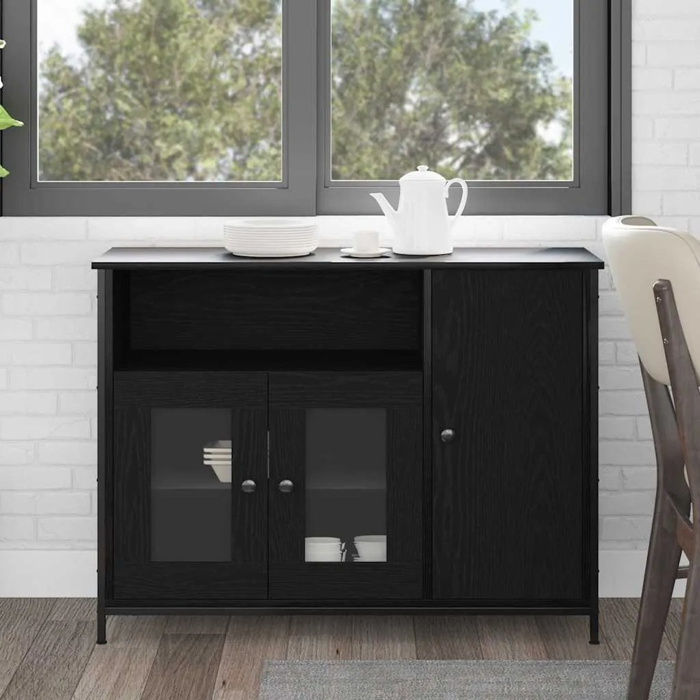 vidaXL Estante Preto Carvalho 100x35x75 cm Madeira de Engenharia