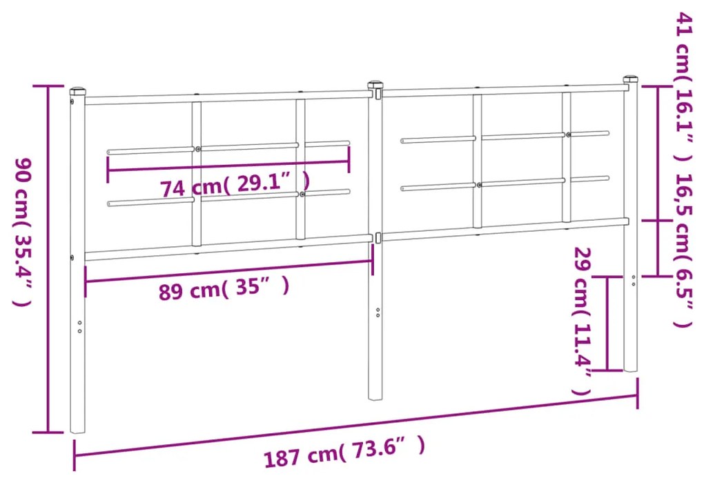 Cabeceira de cama 180 cm metal branco