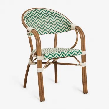 Cadeira De Jardim Empilhável De Alumínio Brielle Bistro Com Braços Verde Couve - Gardénia Branco - Sklum