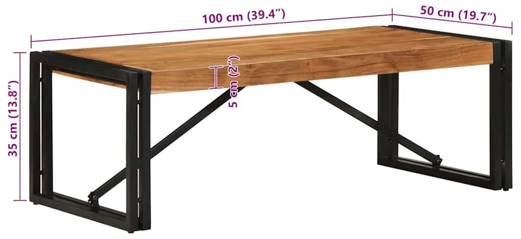 Mesa de centro 100x50x35 cm madeira de acácia maciça