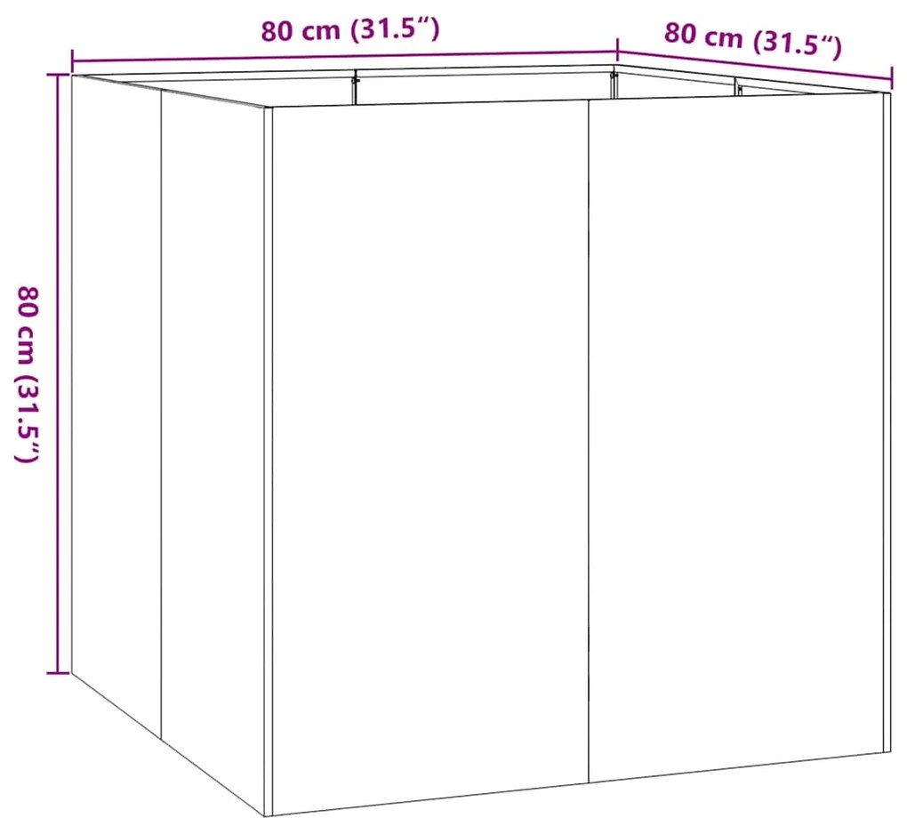 Vaso floreira 80x80x80 cm aço verde azeitona