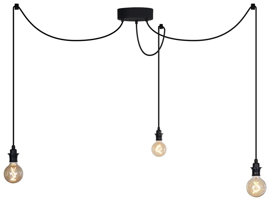 Candeeiro suspenso exterior preto 3-luzes IP54 - Cava Moderno