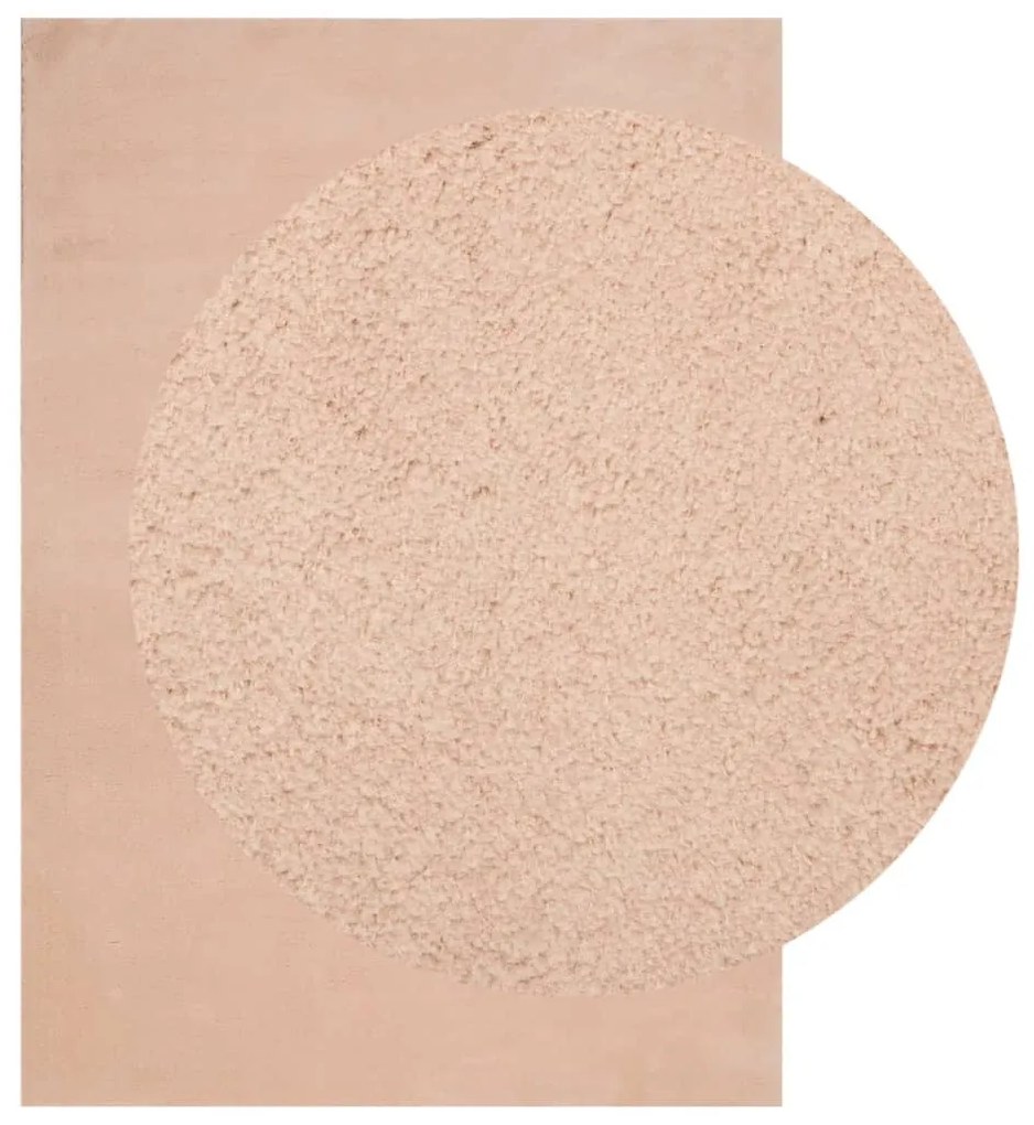 Tapete pelo curto macio e lavável HUARTE 160x230 cm rosa-pálido