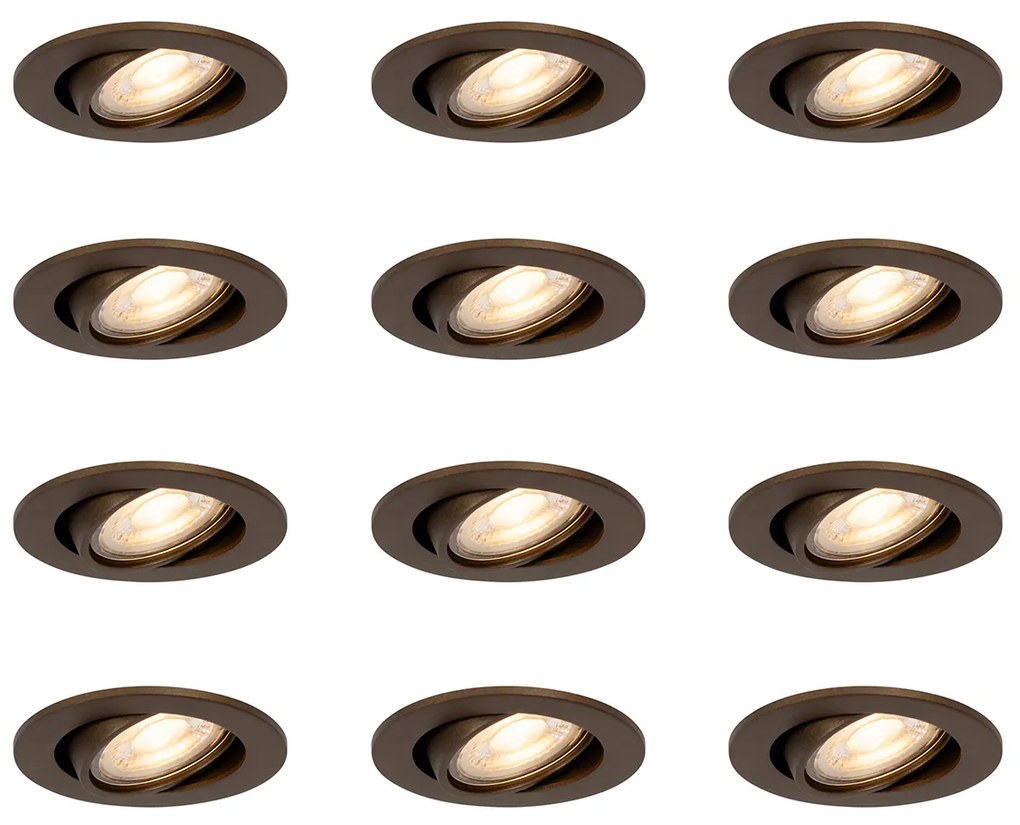 Conjunto de 12 Focos Embutidos Modernos Bronze Escuro Inclináveis - Cisco