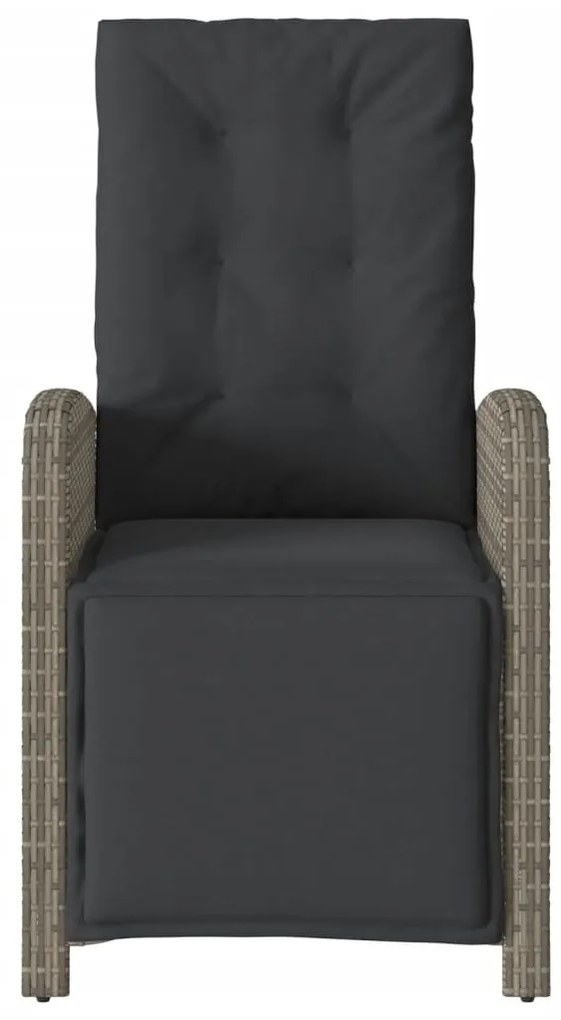 Cadeiras jardim reclináveis 2 pcs c/ apoio de pés vime PE cinza