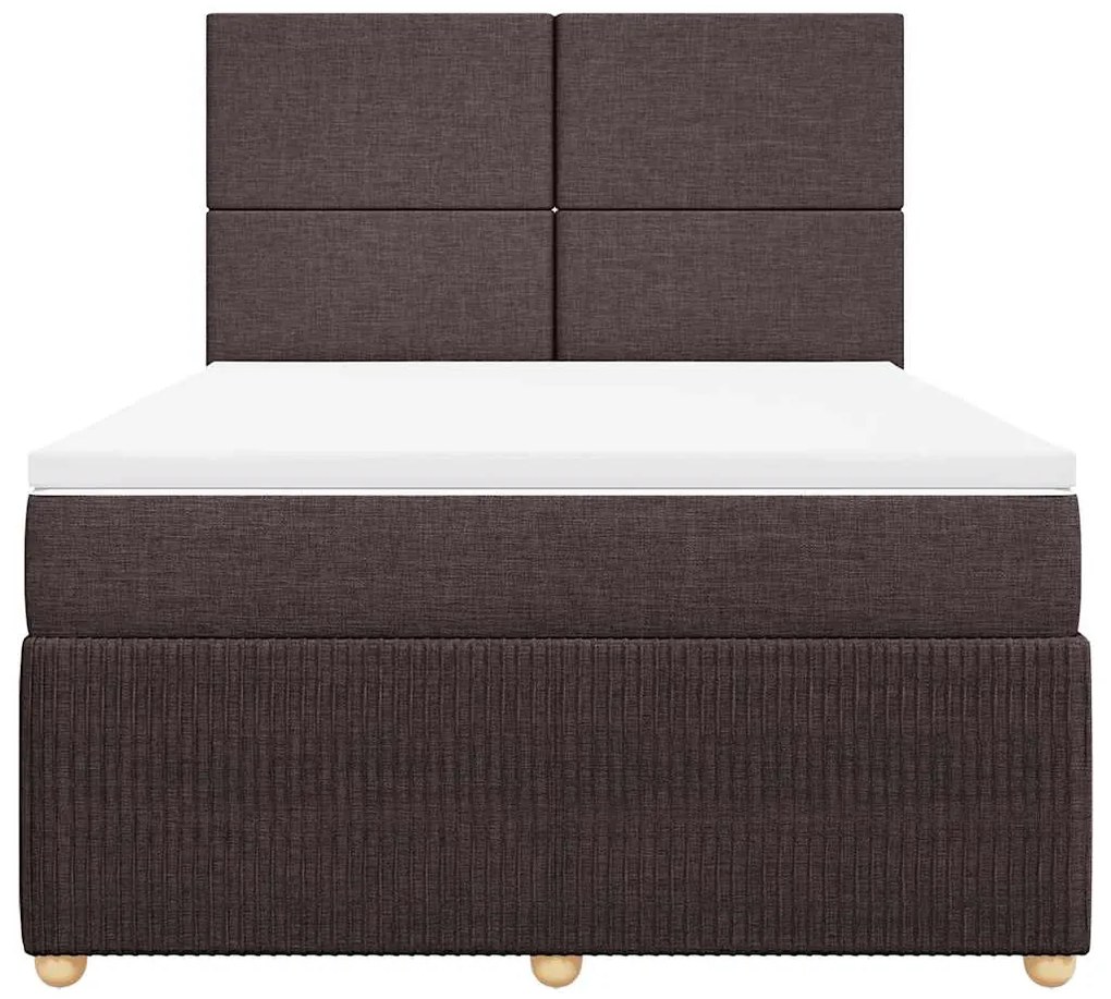 Cama com molas/colchão 160x200 cm tecido castanho-escuro