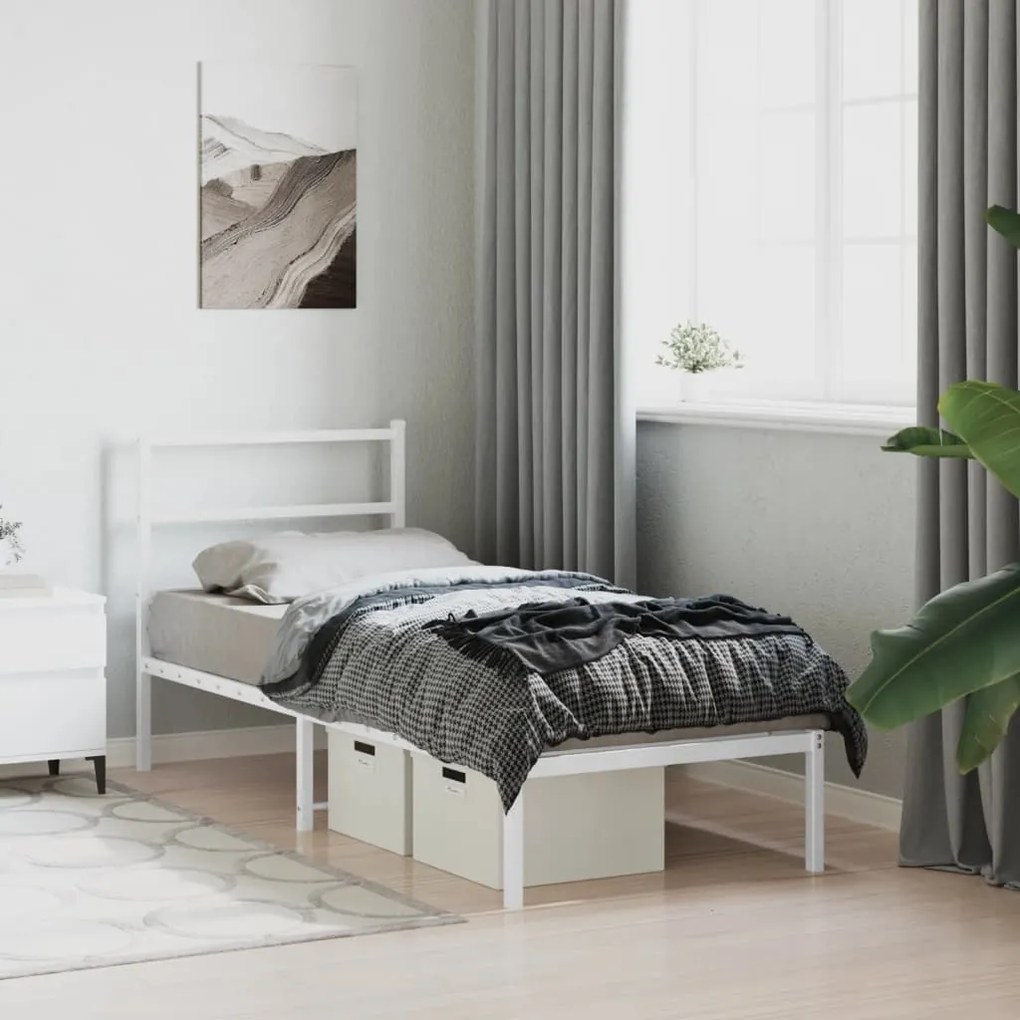 Estrutura de cama sem colchão com cabeceira 75x190 cm branco