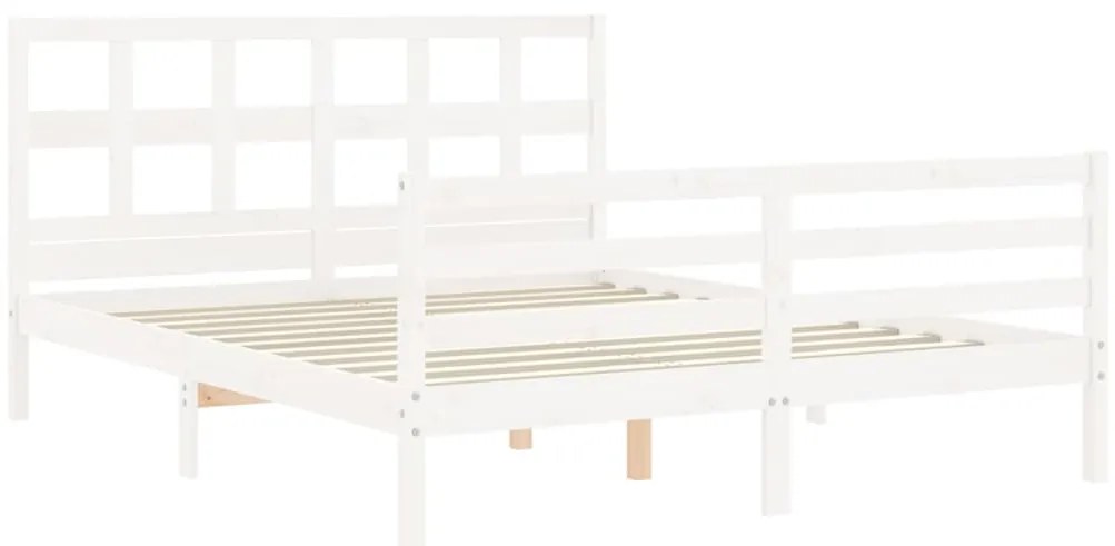 Estrutura de cama King Size com cabeceira madeira maciça branco