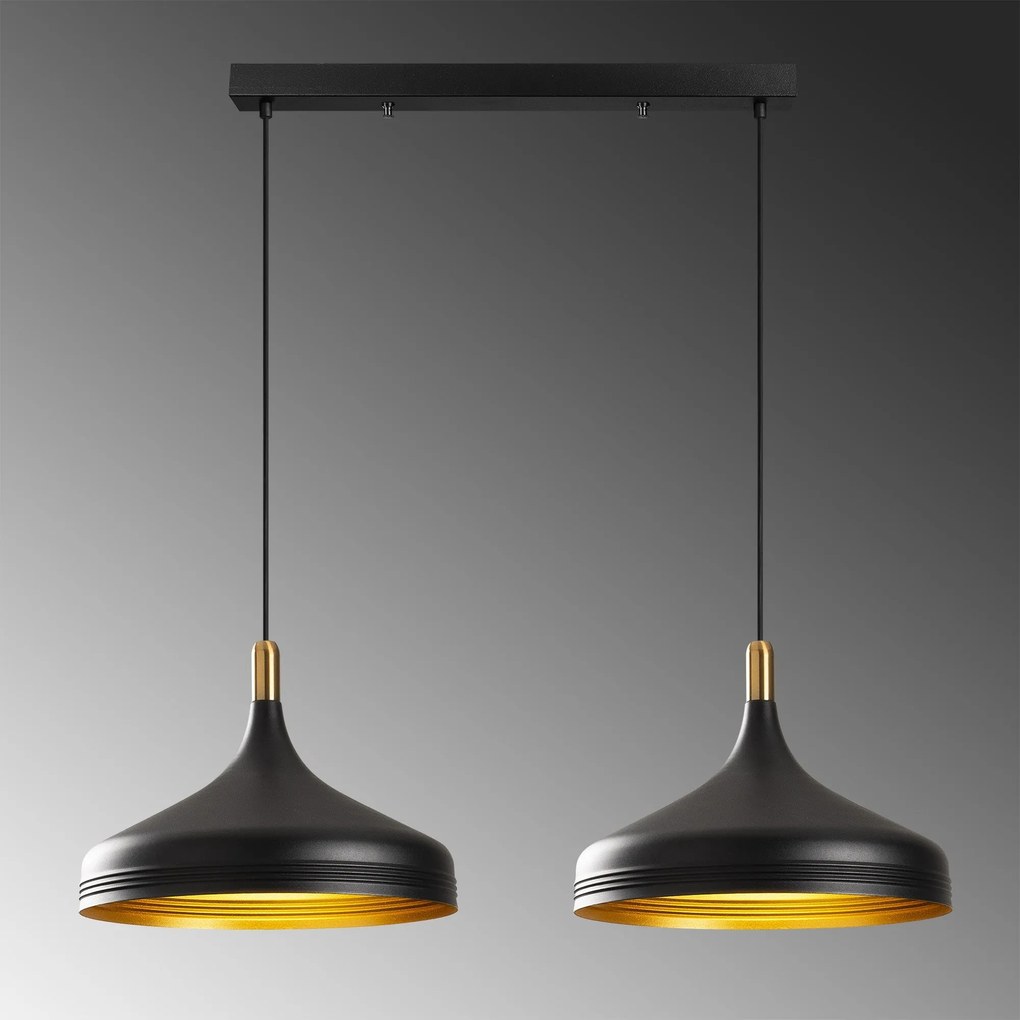 Candeeiro de Teto Saglam – Preto e Dourado – 68 x 36 cm