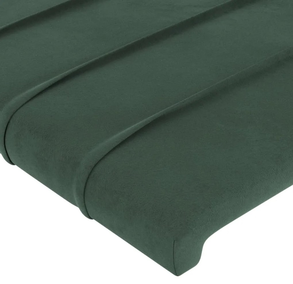 Cabeceira de cama c/ luzes LED veludo 80x5x78/88cm verde-escuro