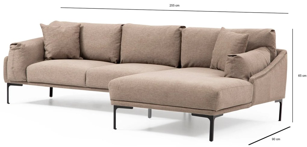 Sofá de Canto Leo Corner – Mocha – 255 x 150 cm