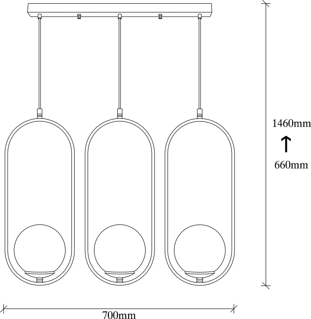 Candeeiro Chandelier Mudoni – Preto – 70 x 15 cm