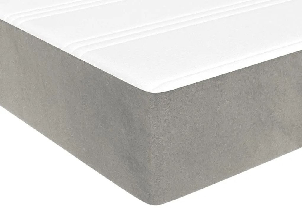 Colchão de molas ensacadas 90x190x20 cm veludo cinza-claro