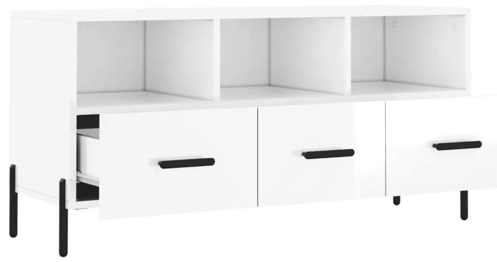Móvel para TV 102x36x50 cm derivados madeira branco brilhante