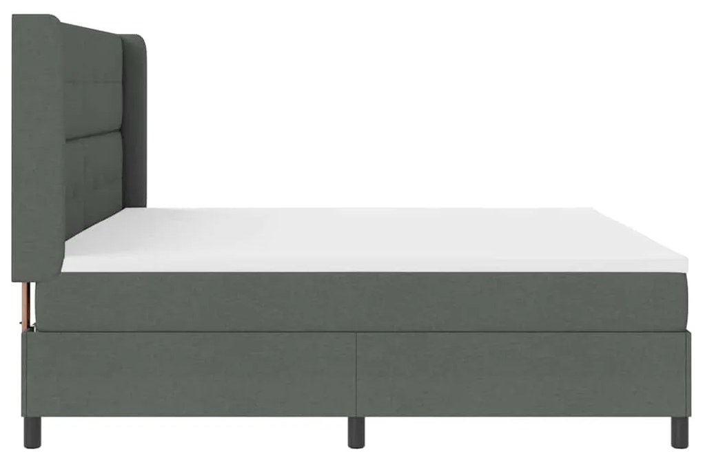 Cama Box com Colchão Cinza Escuro 200x200 cm em Tecido
