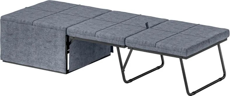 Cama Dobrável "Açores" com Capa de Proteção - Cinza - 180x68 cm - Meta