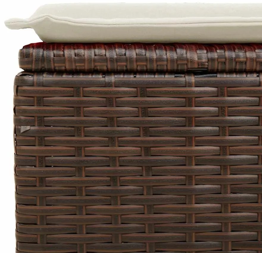 6 pcs conjunto de sofás jardim c/ almofadões vime PE castanho
