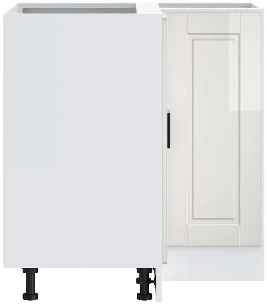 Armário base canto cozinha Porto madeira branco brilhante
