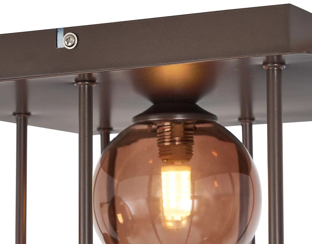 Plafond de design bronze com vidro bronze 9 luzes - Athens