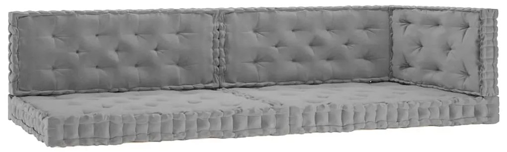 vidaXL Almofadões para sofá de paletes 5 pcs algodão cinzento