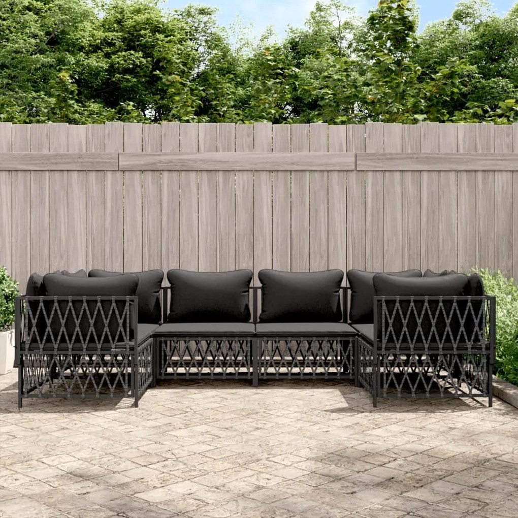 3186919 vidaXL 6 pcs conjunto lounge de jardim com almofadões aço antracite