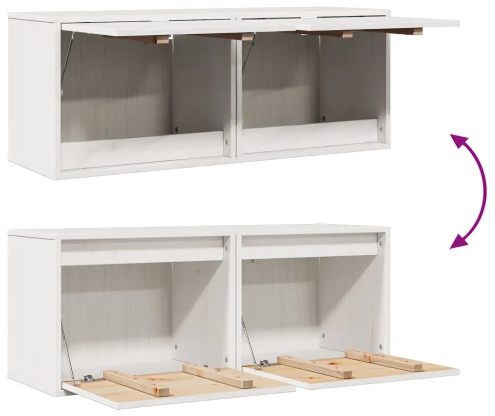 Armários de parede 2 pcs 45x30x35 cm pinho maciço branco
