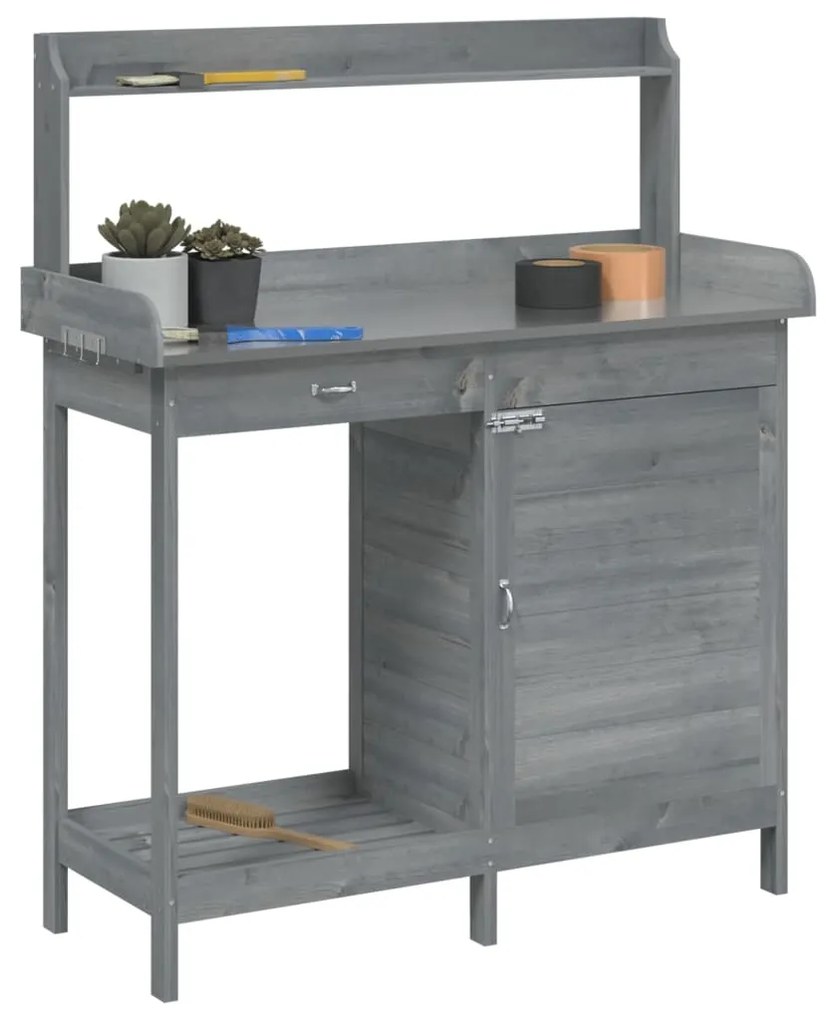 Mesa de cultivo c/ armário 110,5x45x124,5 cm abeto maciço cinza
