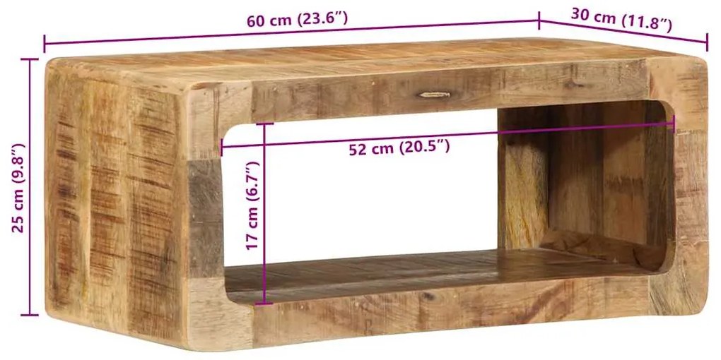 Armário de TV 60x30x25 cm em Madeira de Mangueira Maciça