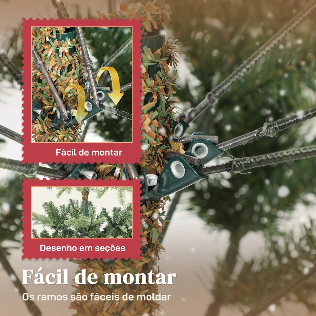 Árvore de Natal Artificial 210 cm com 1123 Ramos Densos e Suporte Metálico Dobrável para Interior Verde