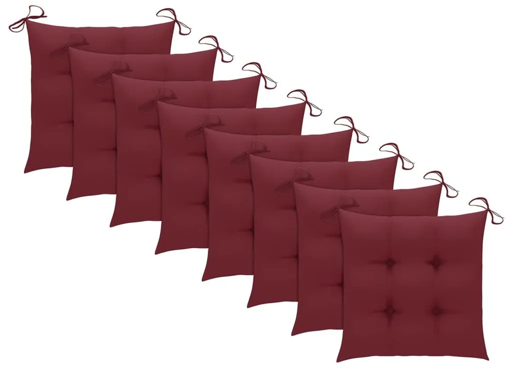 Cadeiras de jardim empiháveis c/ almofadões 8 pcs teca maciça