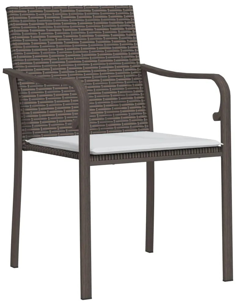 Cadeiras jardim c/ almofadões 6pcs 56x59x84 cm vime PE castanho
