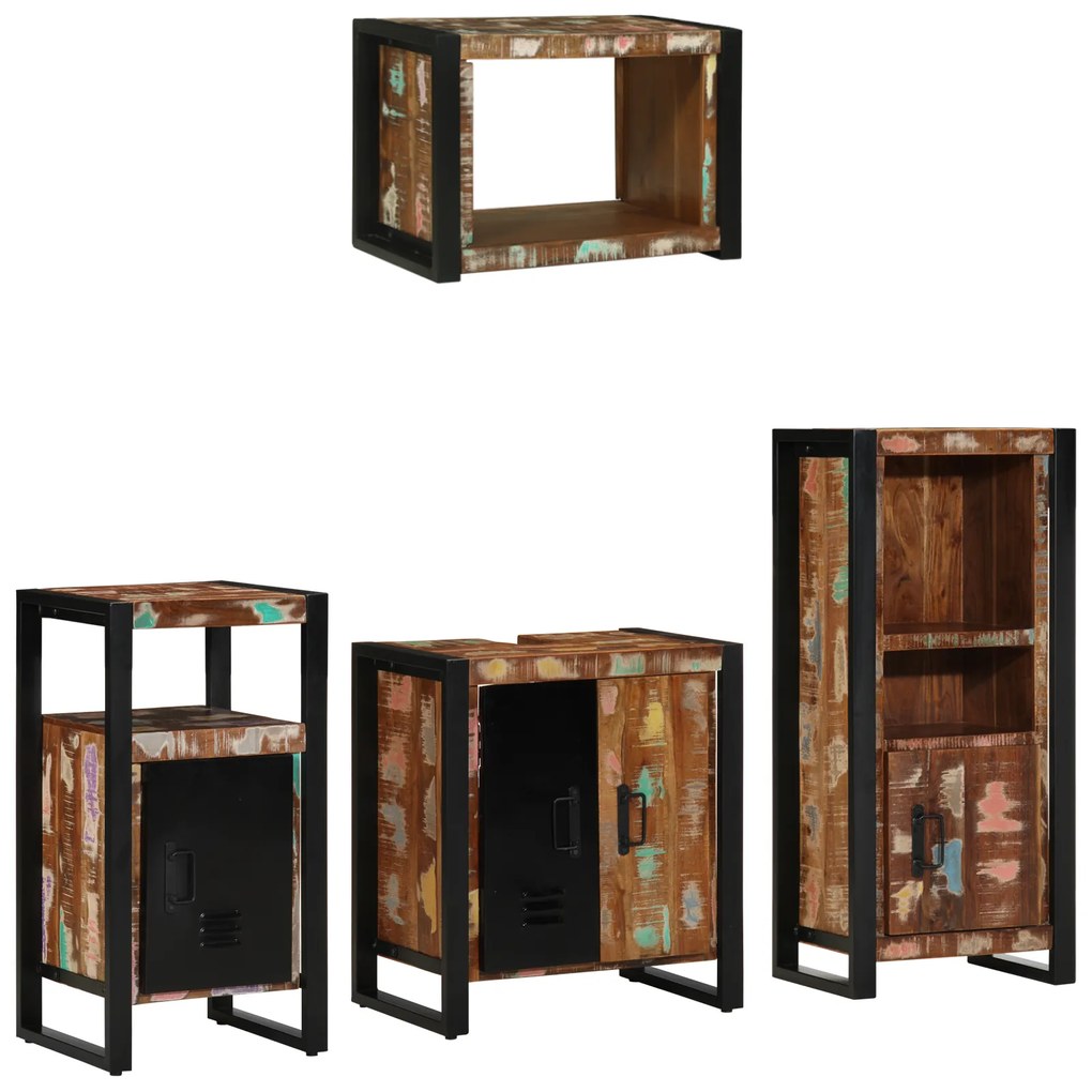 vidaXL Conjunto de Móveis para Banheiro com prateleira com armazenamento com porta 4 pcs