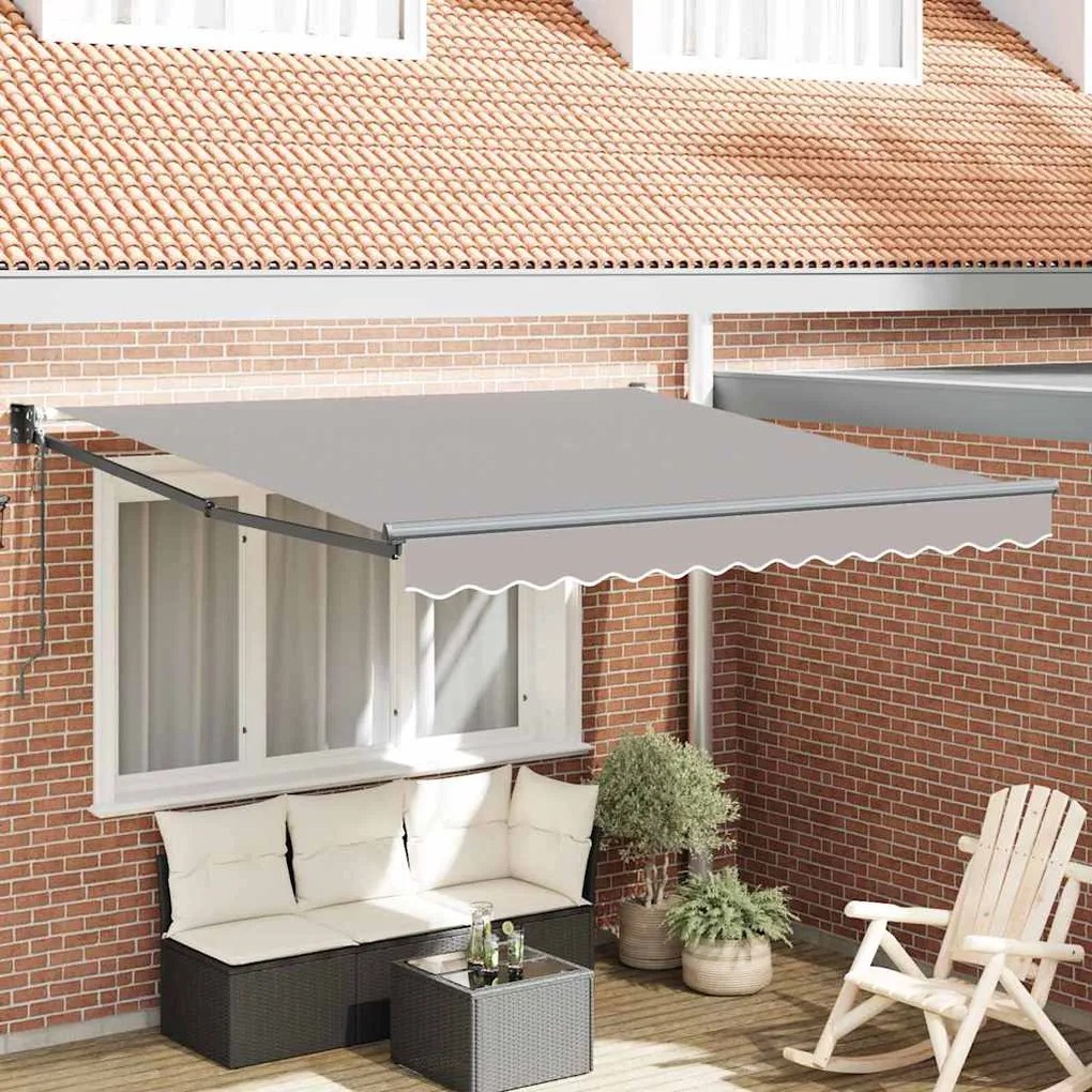 vidaXL Toldo Retrátil Cinzento-claro 350 x 250 cm Poliéster e Alumínio