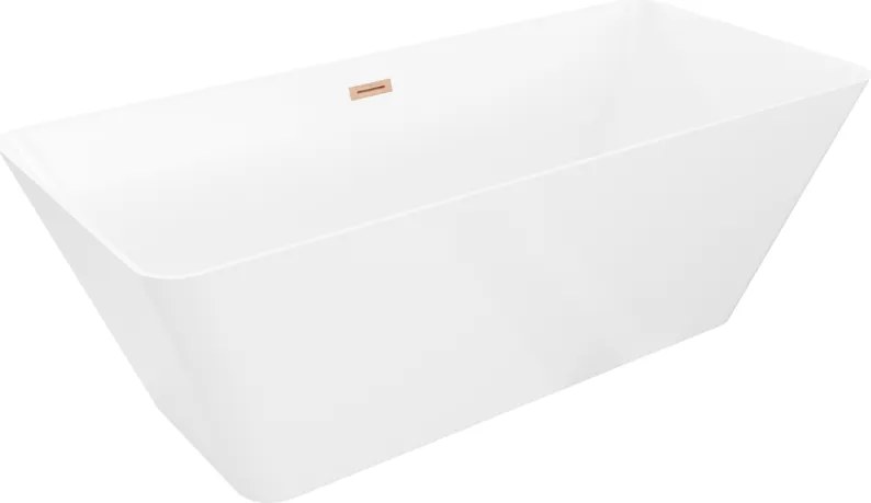 Mexen Velo Slim banheira independente 170 x 75 cm, branca, transbordo cobre escovado - 52811707500-65