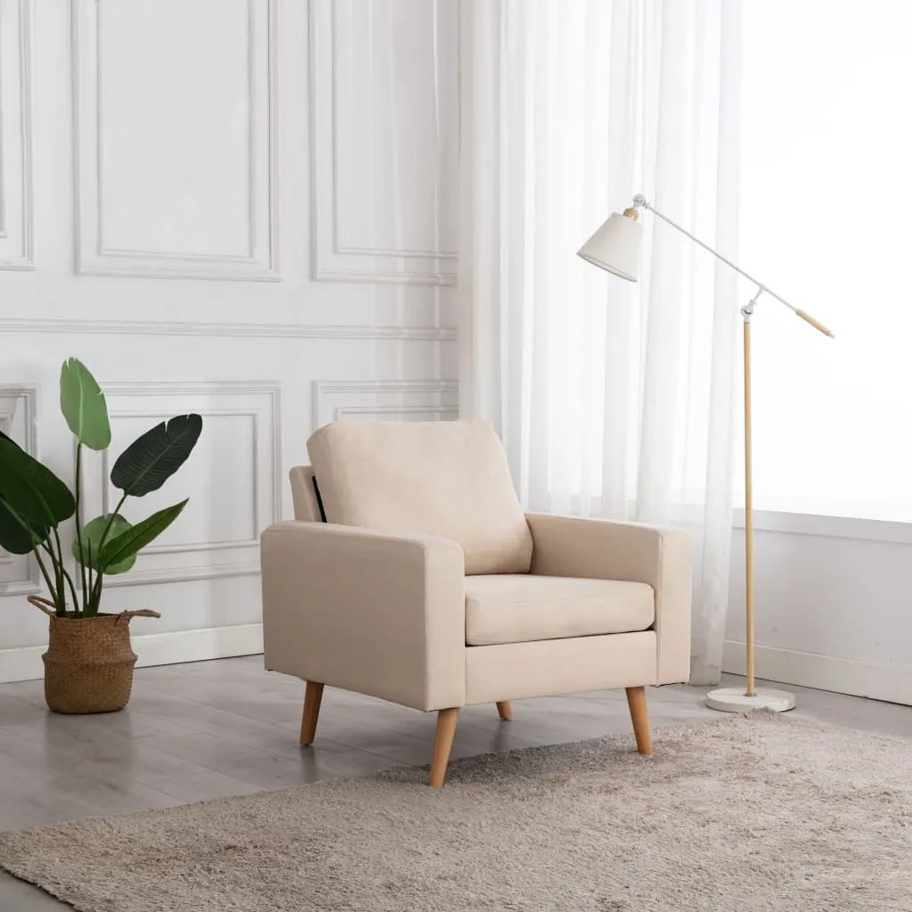 288696 vidaXL Poltrona em tecido creme