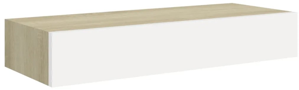 Prateleiras parede c/ gavetas 2pcs MDF carvalho/branco