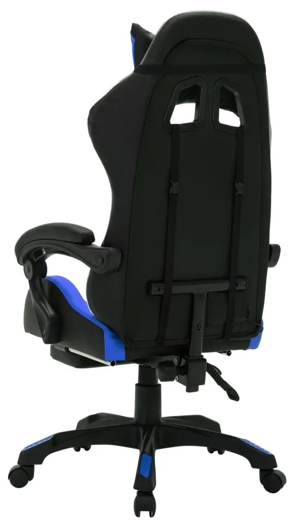 Cadeira estilo corrida c/ luzes LED RGB couro artif. azul/preto