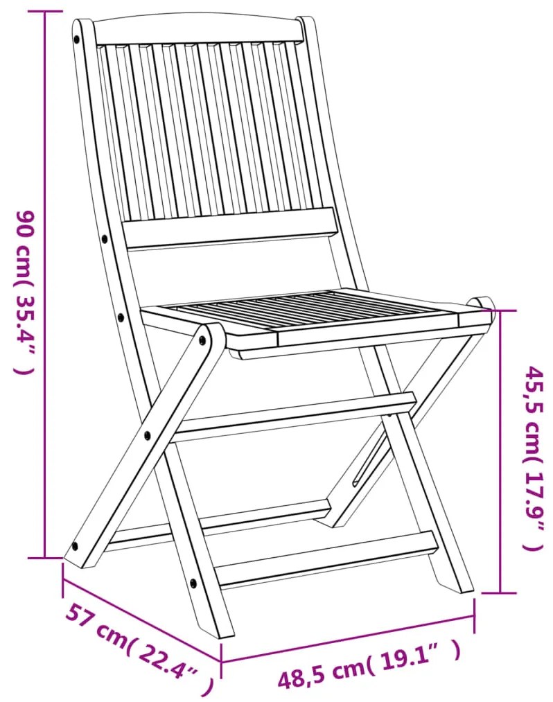 Cadeiras de jardim dobráveis 2 pcs 57x48,5x90 cm acácia maciça