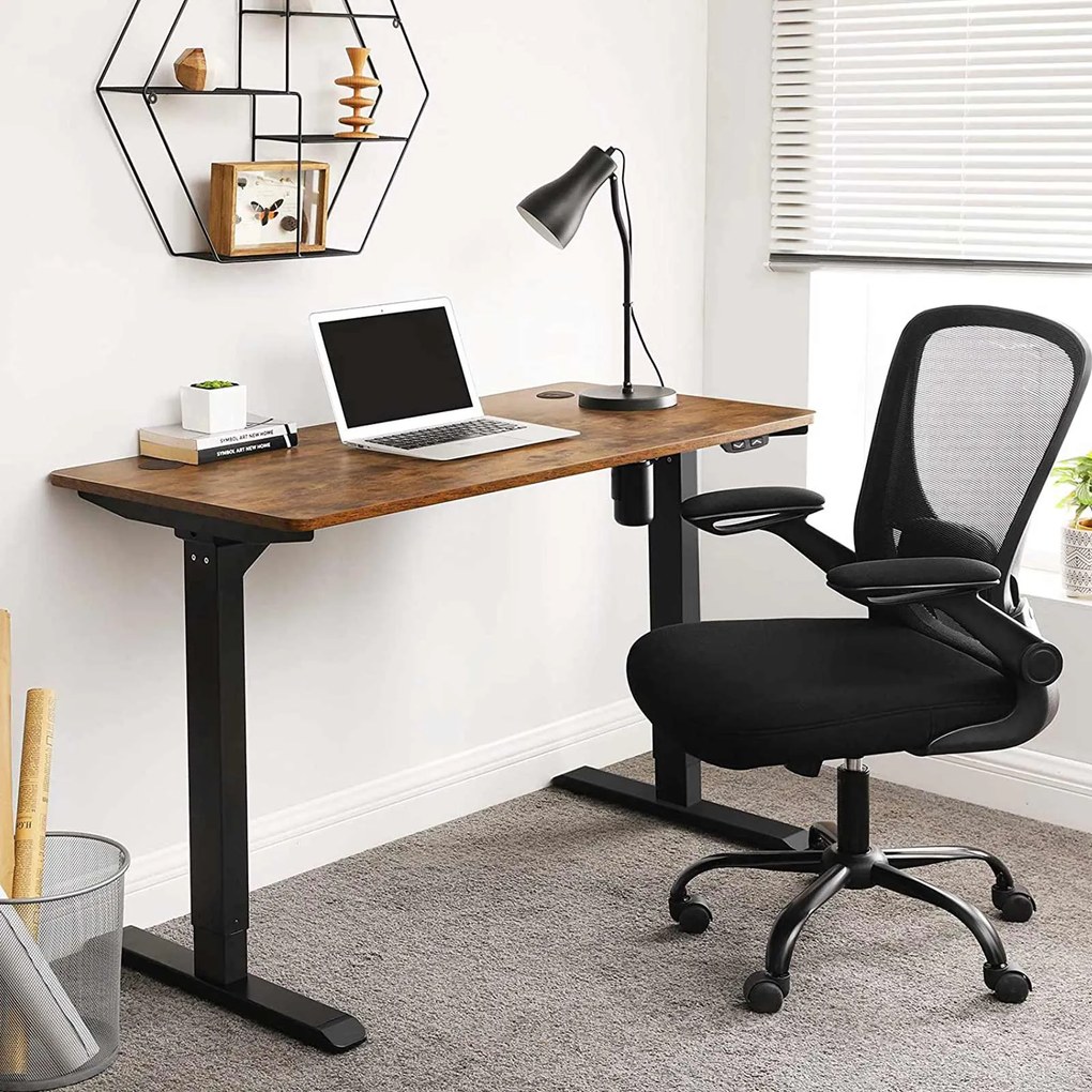 Secretária eléctrica regulável em altura 120 x 60 x (73-114) cm Castanho Vintage-preto