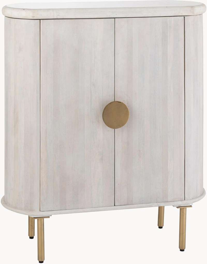 Cómoda alta em madeira de manga com tampo em mármore Teodor