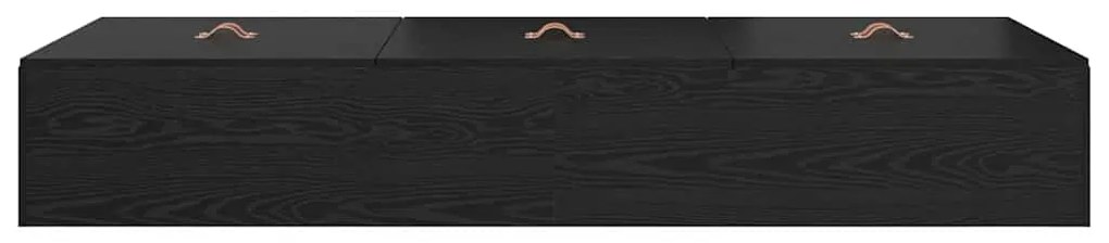 Cama de Armazenamento Preto Carvalho 100 x 200 cm