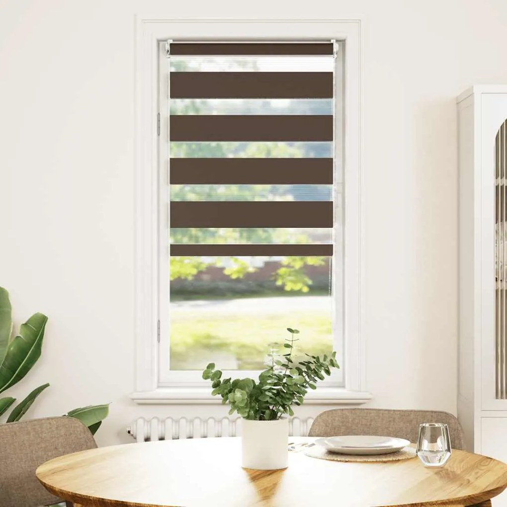 Estore de rolo 60 x 120 cm, linhas de zebra / Café